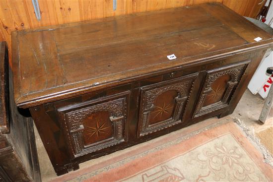 Early 18th century inlaid oak coffer